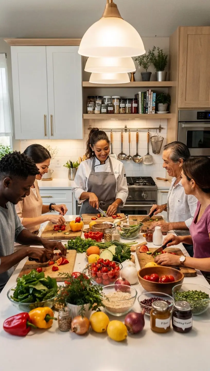 Collaborative learning environment with engaged participants sharing ideas.