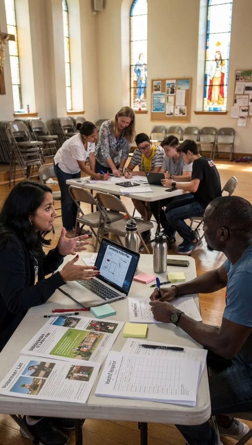 Community members exchanging ideas and insights.