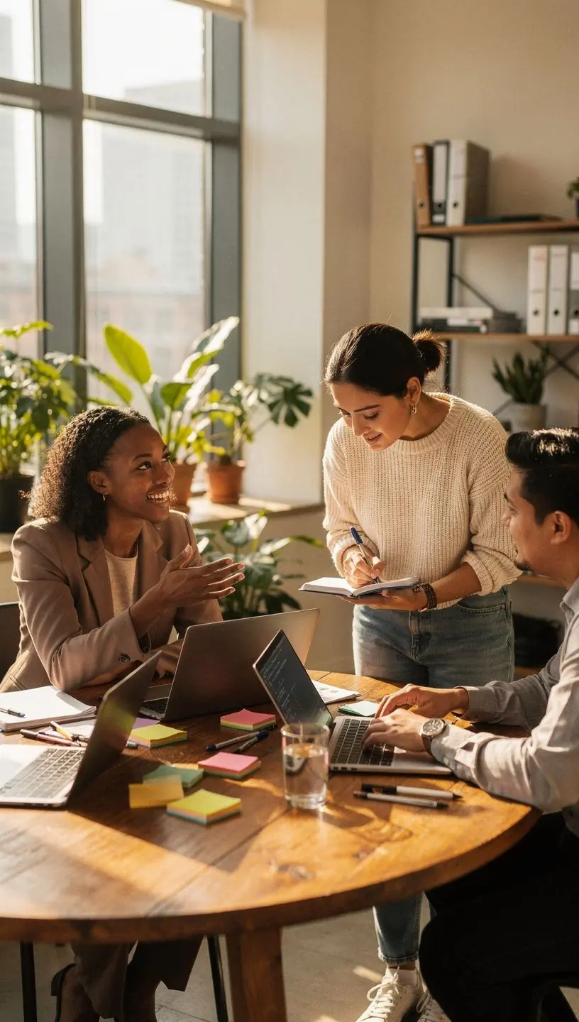 Group of diverse people collaborating in a community setting.