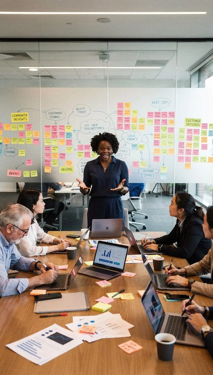 People collaborating in a vibrant learning community